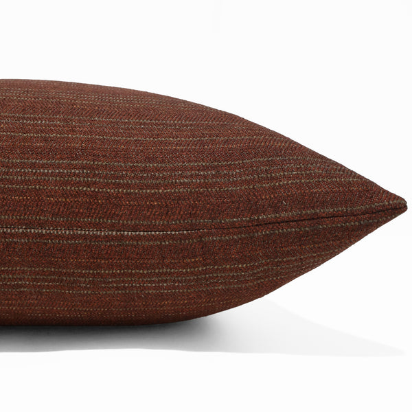 Close-up texture detail of Ember Rust Pillow Cover showing woven pinstripe performance fabric weave