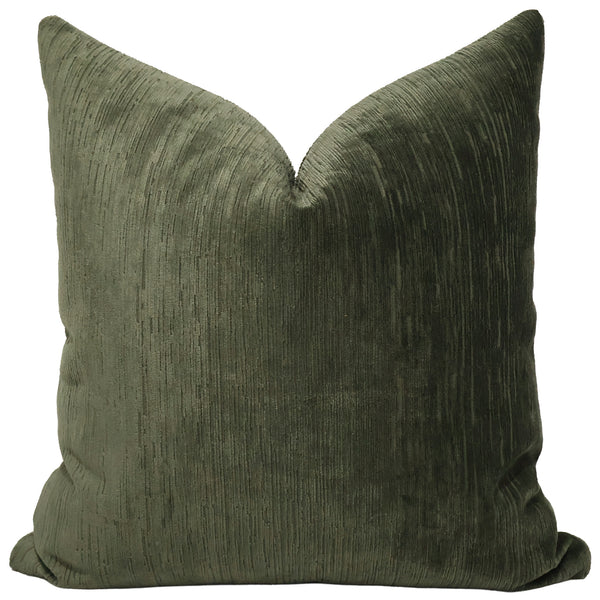Balsam corded throw pillow cover, full front view showing deep forest-green tone
