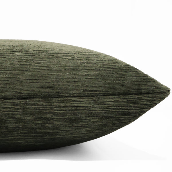 Balsam corded pillow cover with fine ribbed texture, front corner detail
