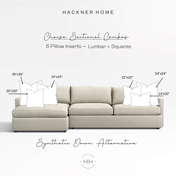 Chaise Sectional Combos Pillow 6 Inserts ~ Lumbar + Squares