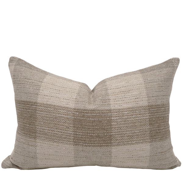 Camden Plaid Pillow Cover - lumbar size, herringbone weave plaid performance fabric, indoor decorative pillow