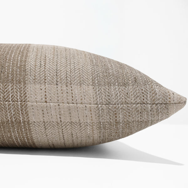 Close-up texture detail of Camden Plaid Pillow Cover showing herringbone weave and plaid pattern performance fabric
