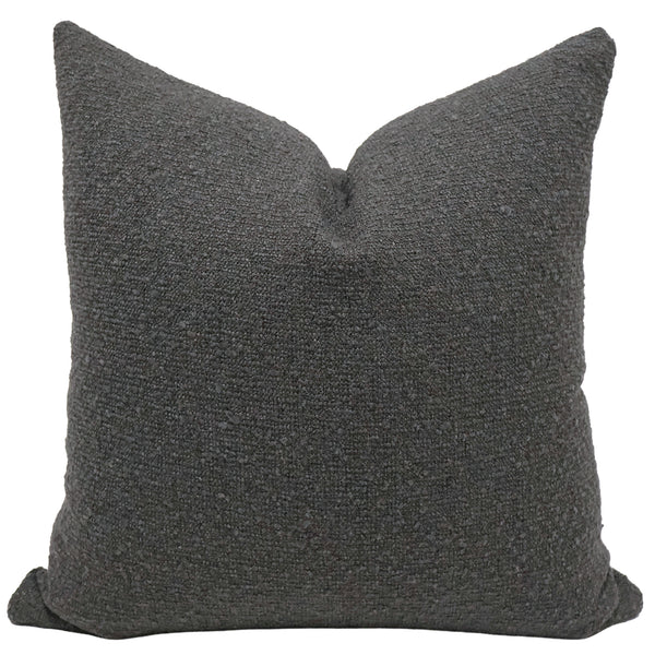 Charcoal Boucle Pillow Cover - square size, deep textured 95% olefin performance fabric, indoor decorative pillow