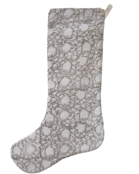 Greige Floral | Gray Small Minimal Style Stocking