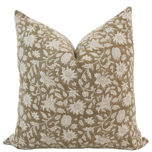 Fall Brown Block Print Pillow Cover 20"x20"