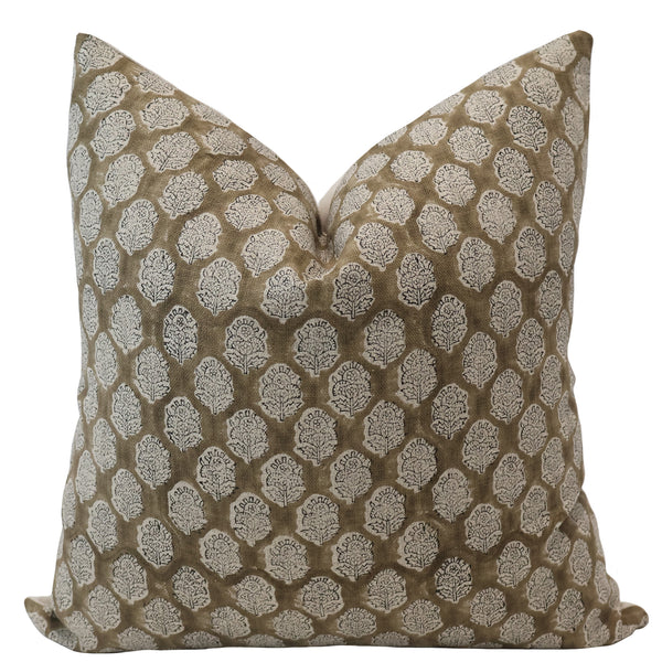Spanish Chocolate Block Print Pillow Cover