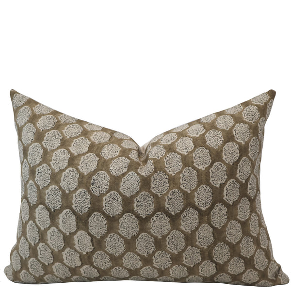 Spanish Chocolate Block Print Pillow Cover