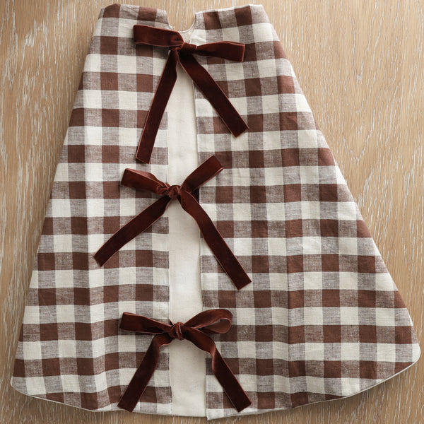 Warm Check Linen Christmas Tree Skirt