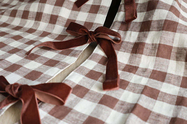 Warm Check Linen Christmas Tree Skirt