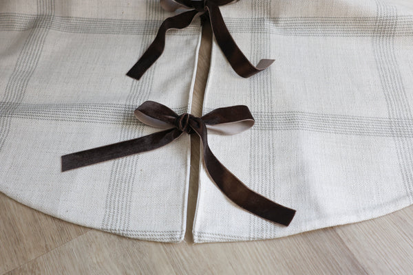 Linen Windowpane Christmas Tree Skirt