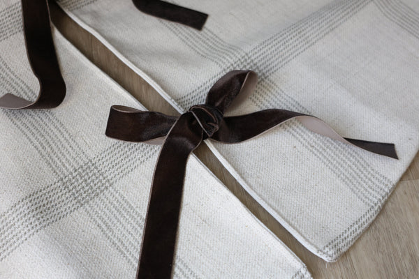 Linen Windowpane Christmas Tree Skirt