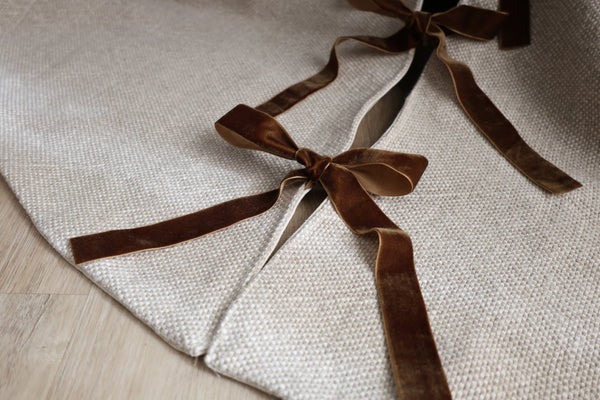 Neutral Heavy Linen Christmas Tree Skirt