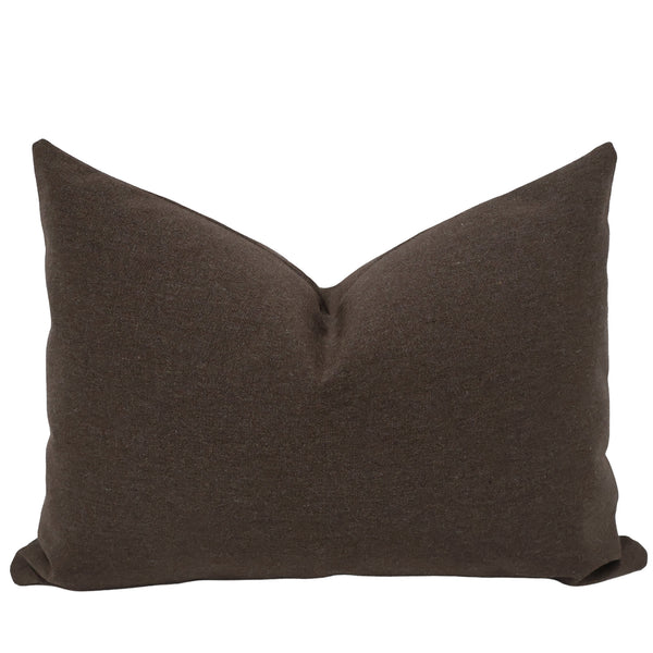 Close-up of the multi-tonal woven flecks on the Burnt Walnut Indoor/Outdoor Pillow Cover.