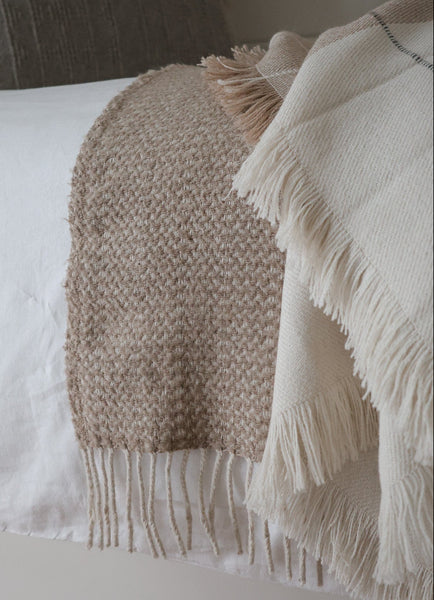 Recycled Wool Blend Throw | Beige
