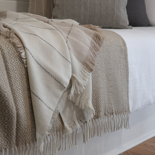 Recycled Wool Blend Throw | Beige