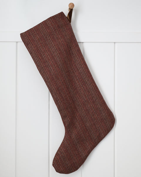 Deep Berry Red Textured Christmas Stocking | Large Minimal Design