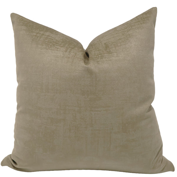 Isla Sage Velvet Pillow Cover in soft, napped 100% polyester velvet in muted sage green, handmade in the USA by Hackner Home.