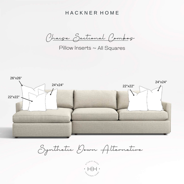 Chaise Sectional Combos Pillow Inserts ~ All Squares