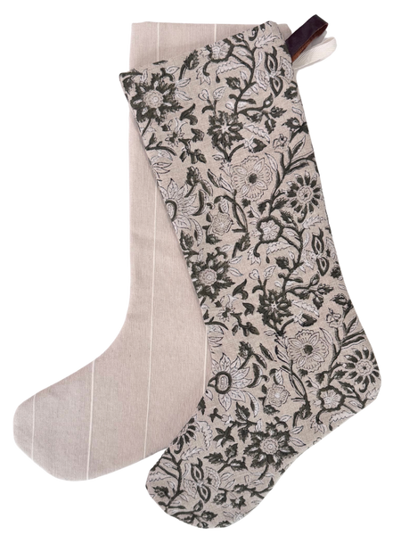 Yule & Vintage Stripe Christmas Stocking Set of Two