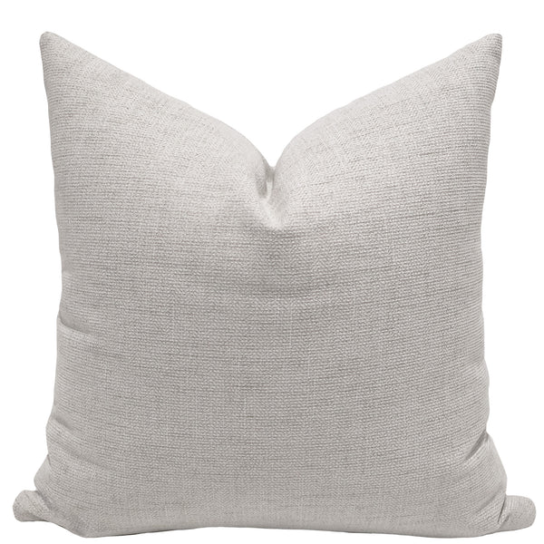 Reeve Woven Oatmeal Pillow Cover in durable upholstery-grade polyester with a fine woven texture, handmade in the USA by Hackner Home.