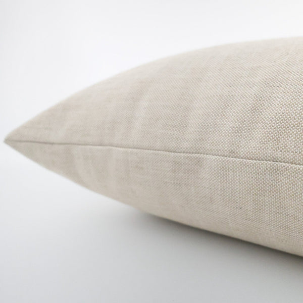 Side view of Alabaster Cloth Pillow Cover by Hackner Home showing the textured weave and stitching detail.