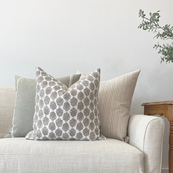Brown Floral Pillow Cover, Floral Pillow Cover, Designer Pillow Cover, Decorative Pillow Cover, Taupe Pillow Cover, Taupe Floral Pillow Cover, Hackner Home, High End Pillows, Pillow Shop 