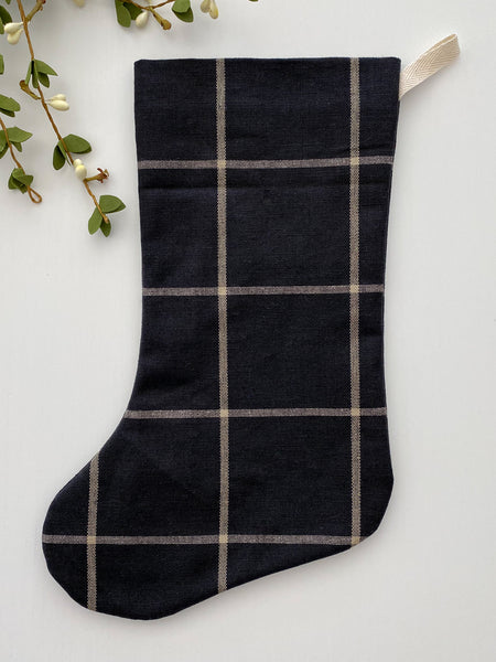 Plaid Christmas Stocking, Black Plaid Christmas Stocking, Hackner Home Christmas Stocking, Handmade Christmas Stocking, Black Christmas Stocking, Tartan Christmas Stocking, Holiday Stocking, Black Holiday Christmas Stocking, Curated Christmas Stocking 